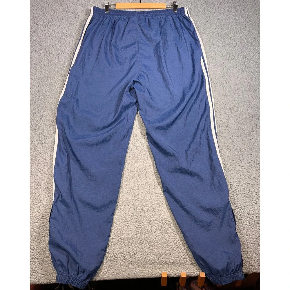 Adidas Vintage Mens Nylon Track Pants XL Blue White Stripe Windbreaker Joggers - Picture 6 of 16